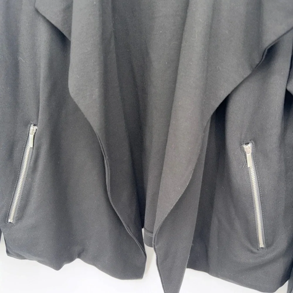 Massini Open Front Drape Neck Blazer Jacket Neutral Layering Black Plus Size 1X - Picture 4 of 8